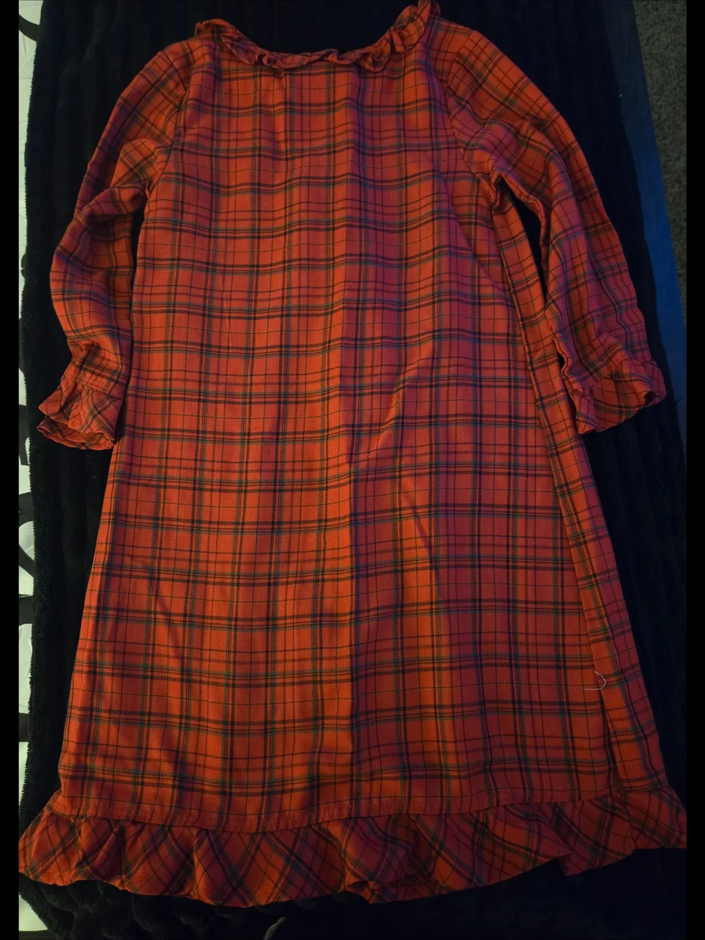 Disney Store Minnie Mouse Red Plaid Holiday Kids Nightgown PJs Ruffle XS EUC